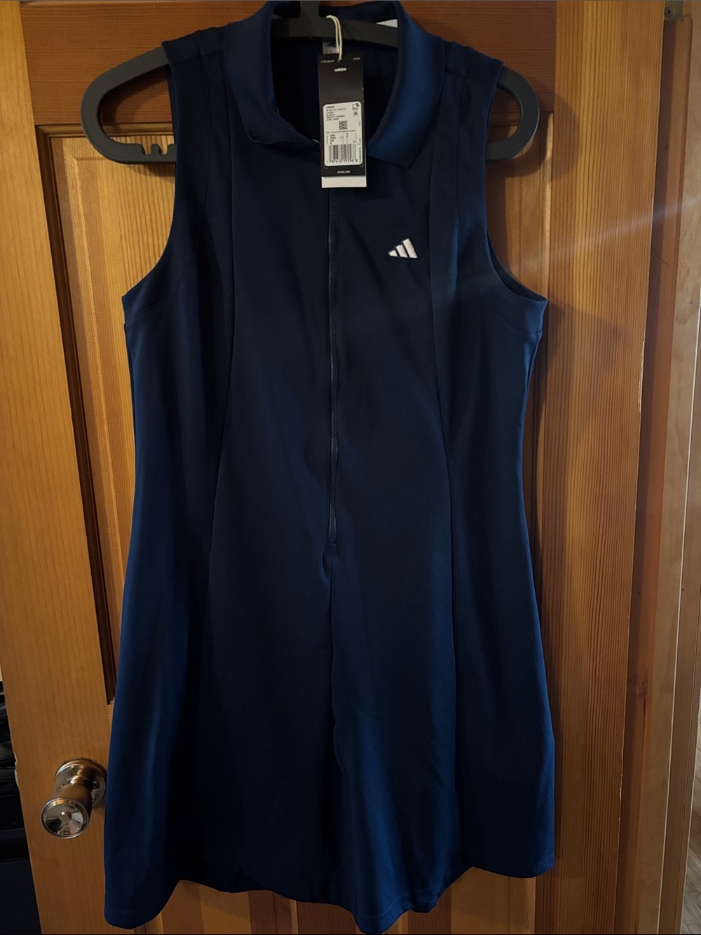 adidas Navy Blue Sleeveless Zip-Front Tennis Dress Bodysuit